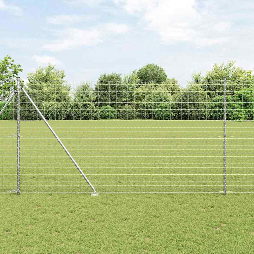 Fence with Post Silver 1.5 x 10 m Steel