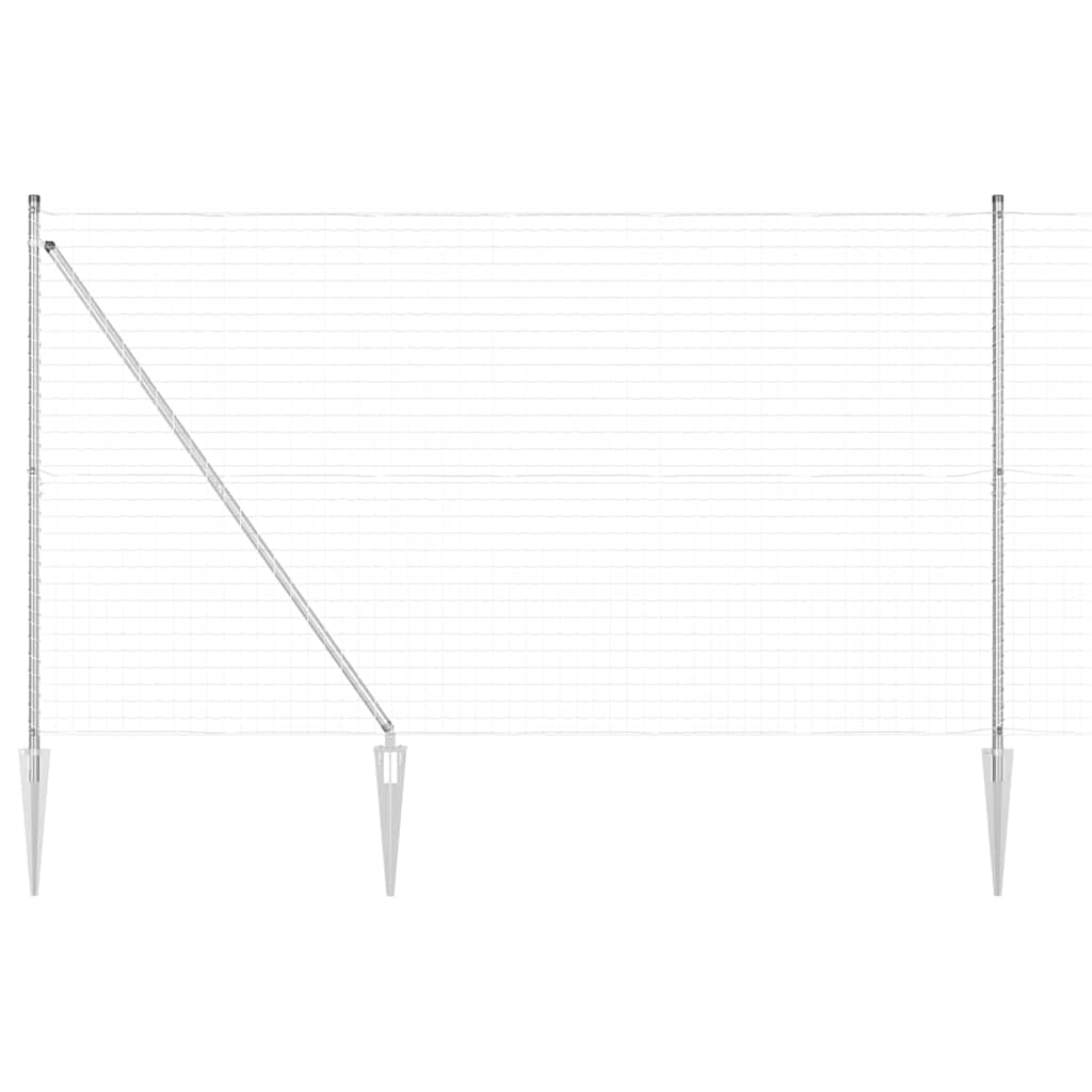Fence with Post Silver 1.5 x 10 m Steel
