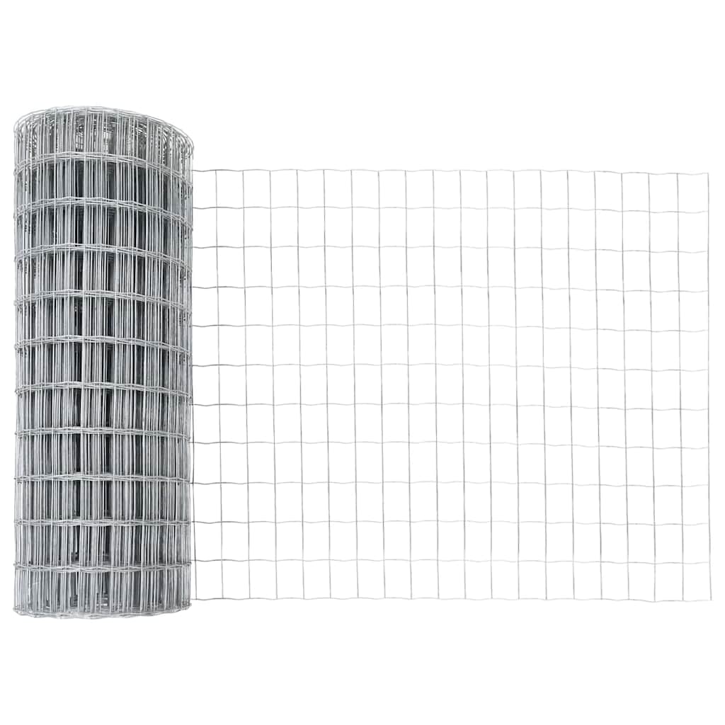 Fence with Post Silver 0.8 x 10 m Steel