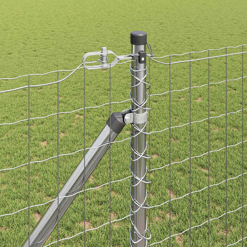 Fence with Post Silver 1.4 x 10 m Steel