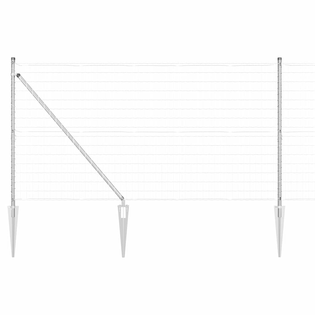 Fence with Post Silver 1.4 x 10 m Steel