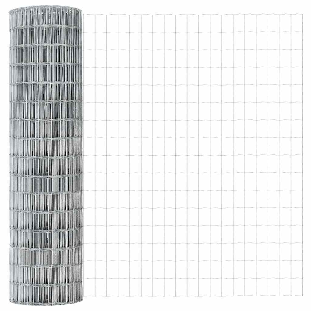 Fence with Post Silver 1.4 x 10 m Steel