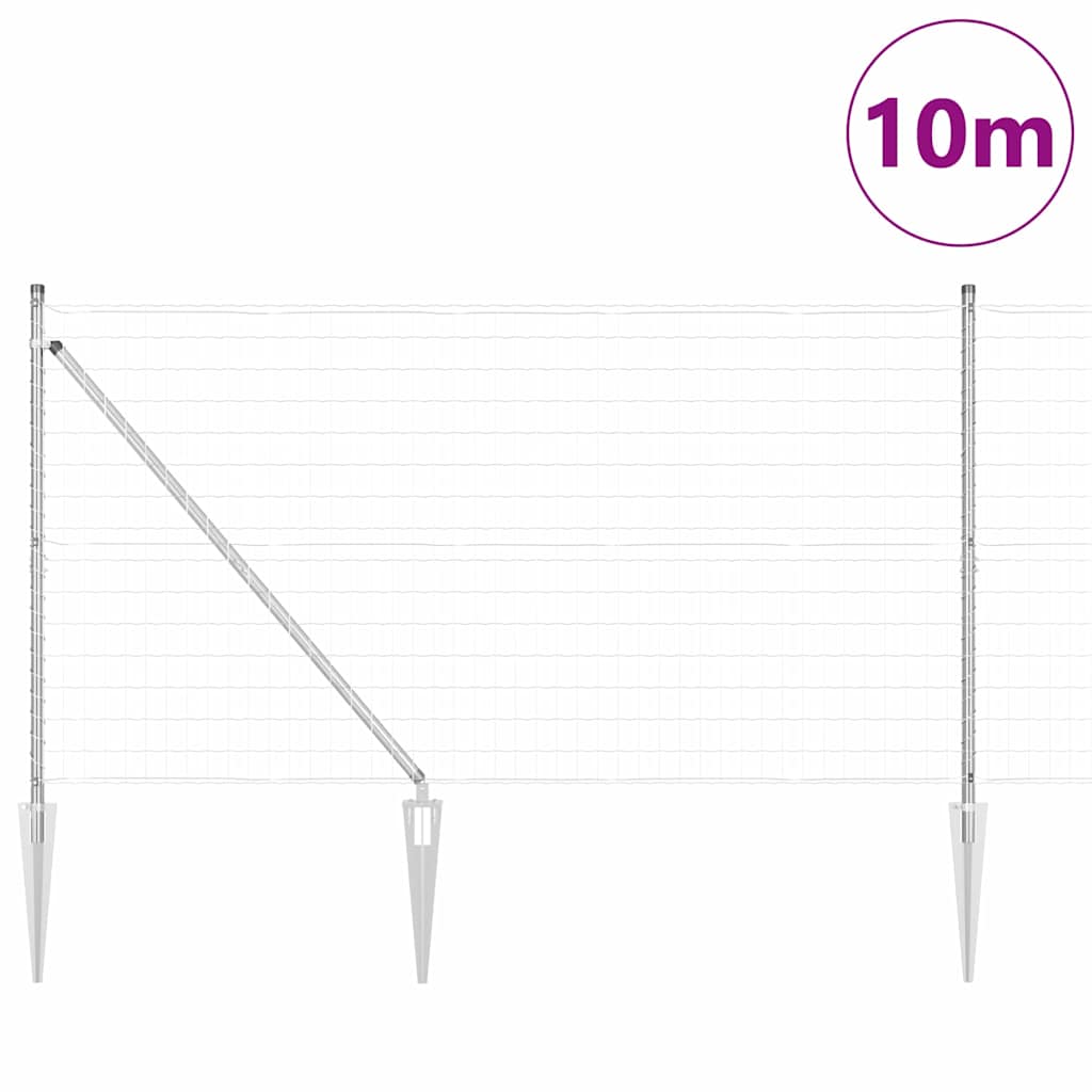 Fence with Post Silver 1.4 x 10 m Steel