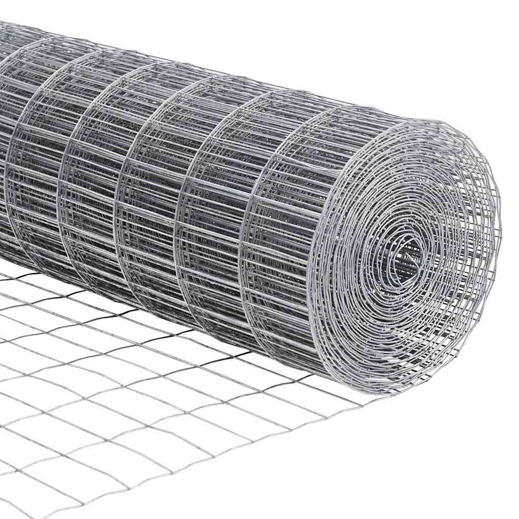 Fence with Post Silver 1.2 x 10 m Steel