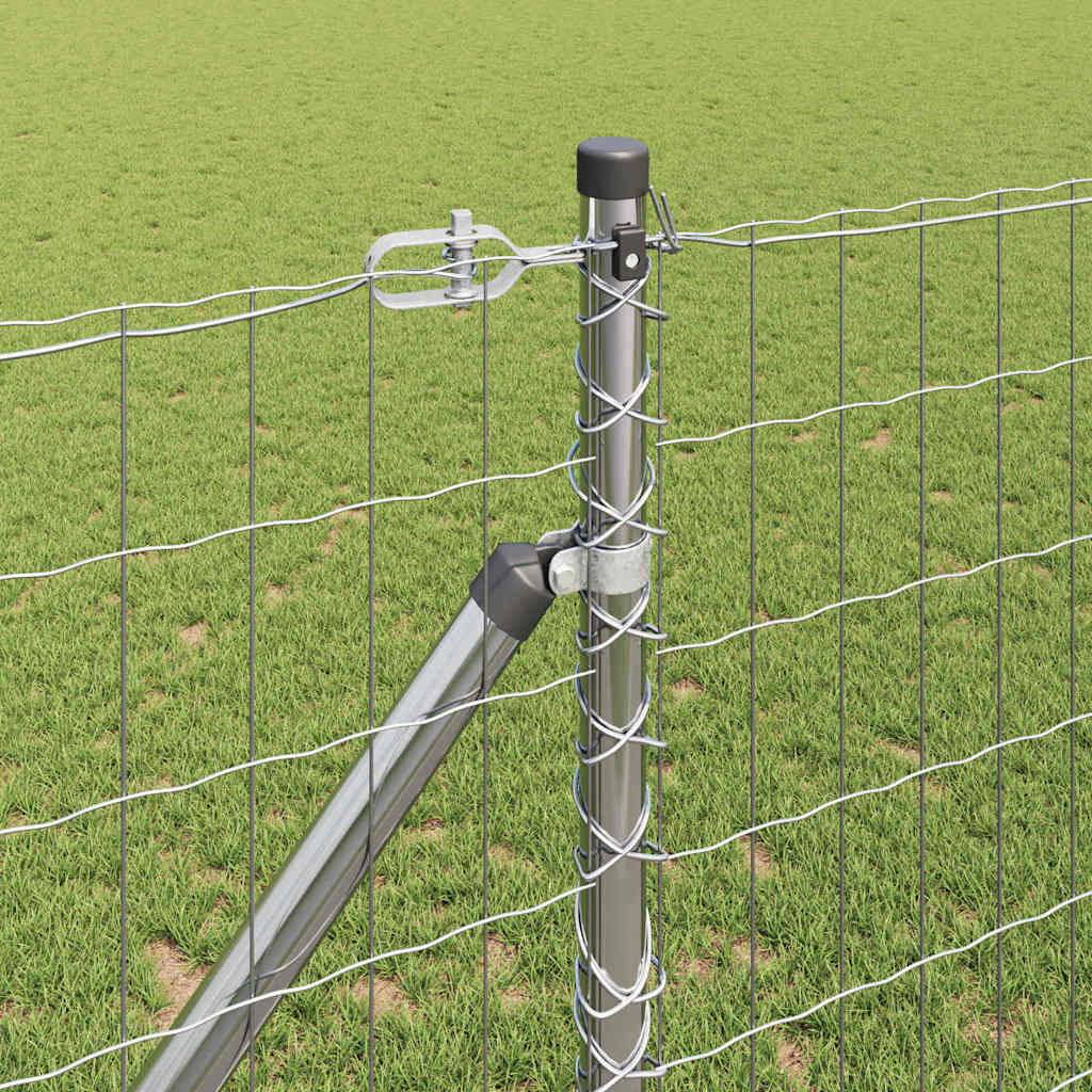Fence with Post Silver 1.2 x 10 m Steel