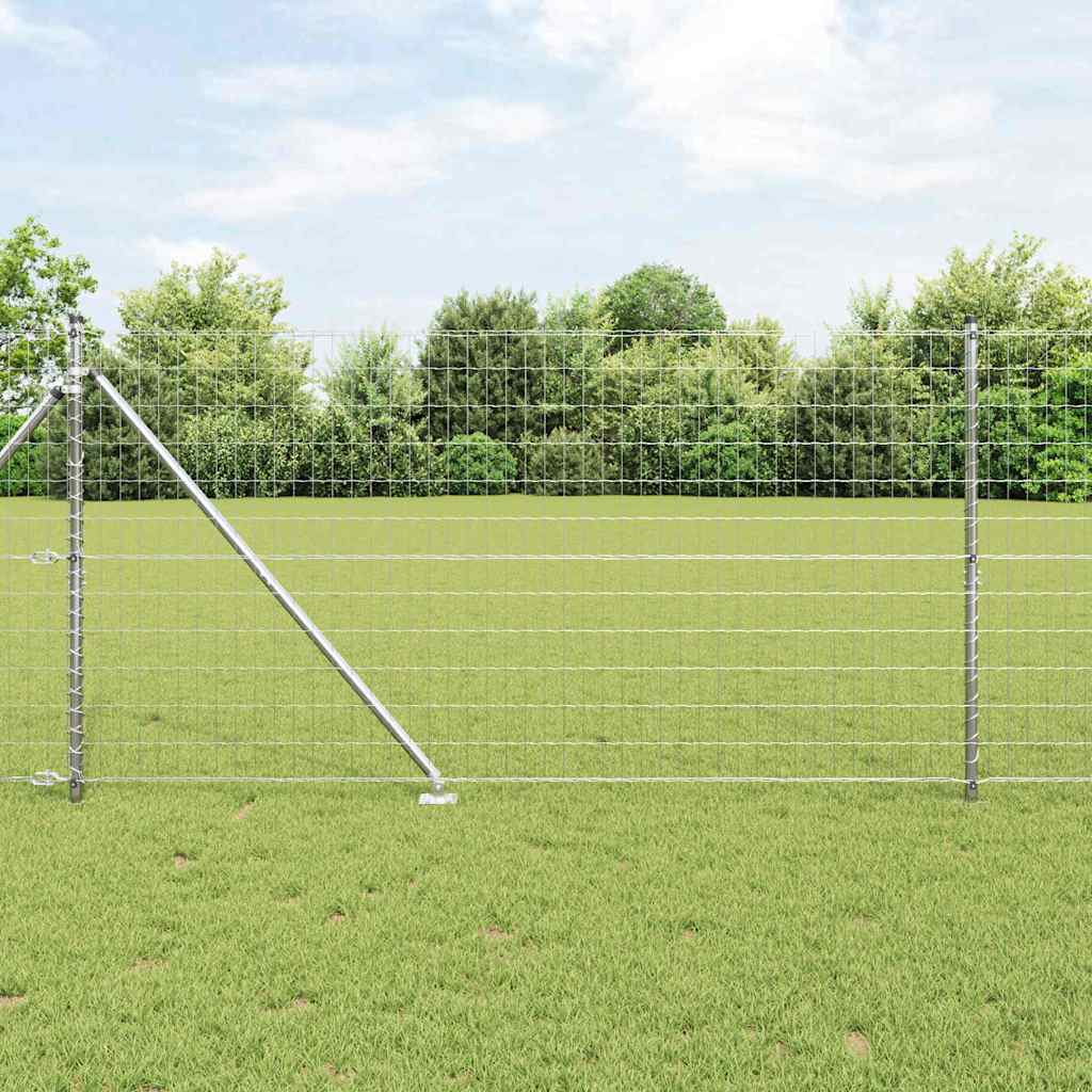 Fence with Post Silver 1.2 x 10 m Steel