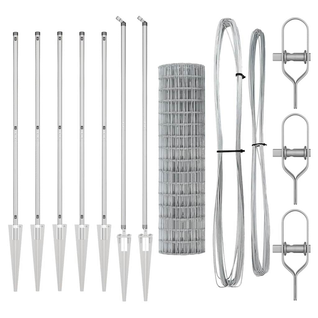Fence with Post Silver 1.2 x 10 m Steel