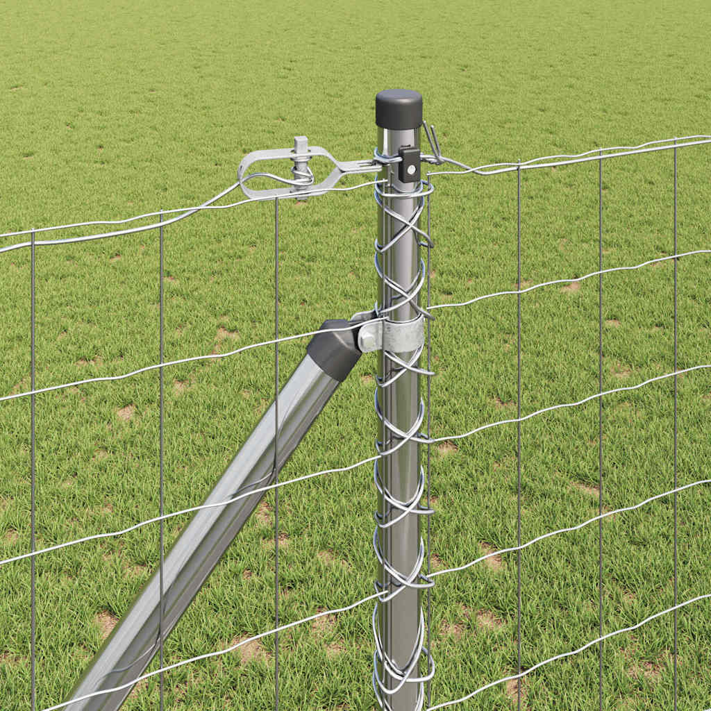 Fence with Post Silver 1.2 x 10 m Steel
