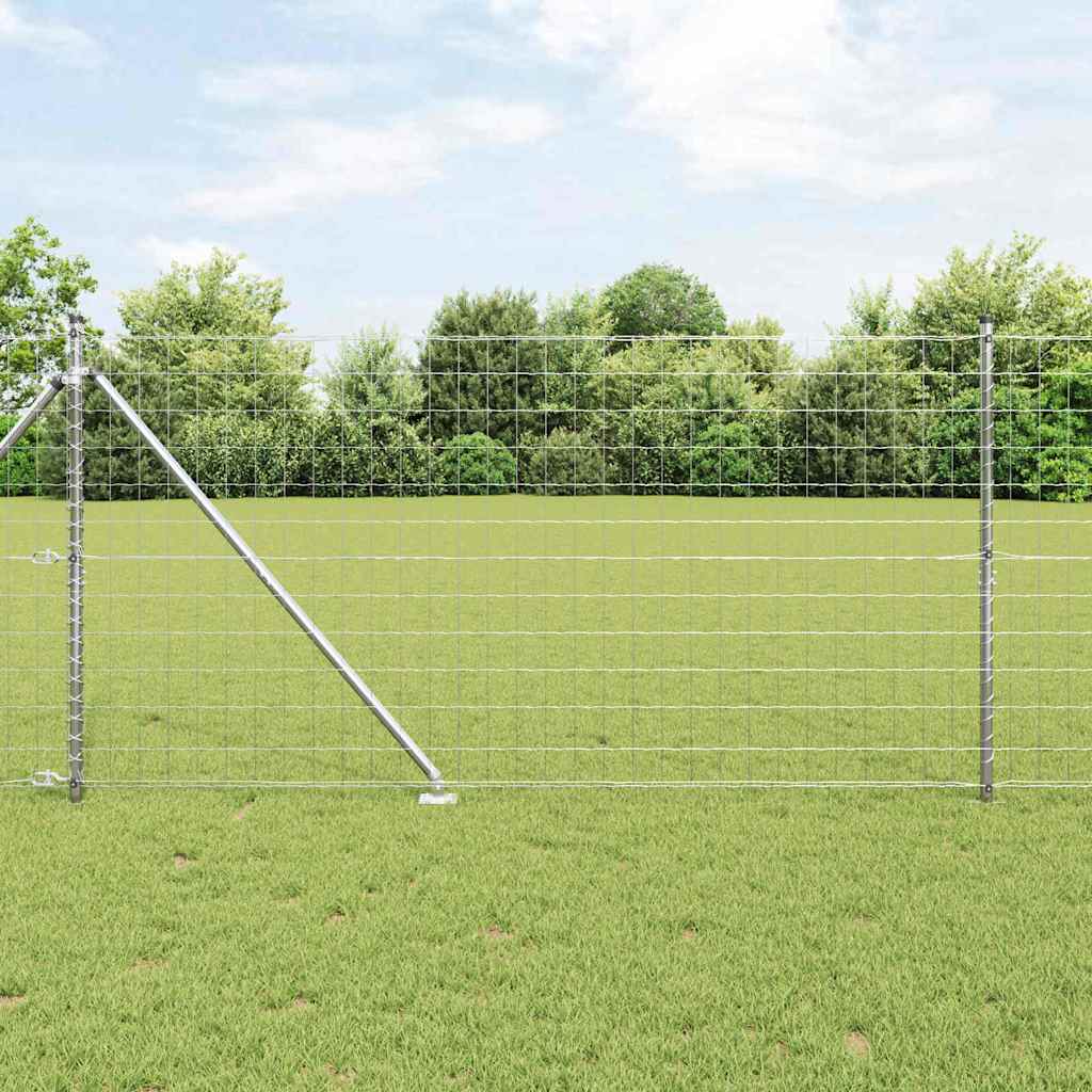 Fence with Post Silver 1.2 x 10 m Steel