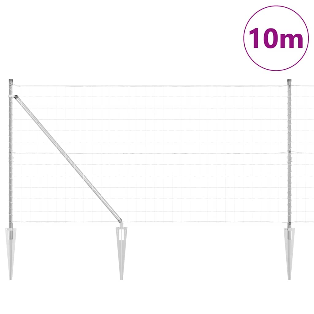 Fence with Post Silver 1.2 x 10 m Steel