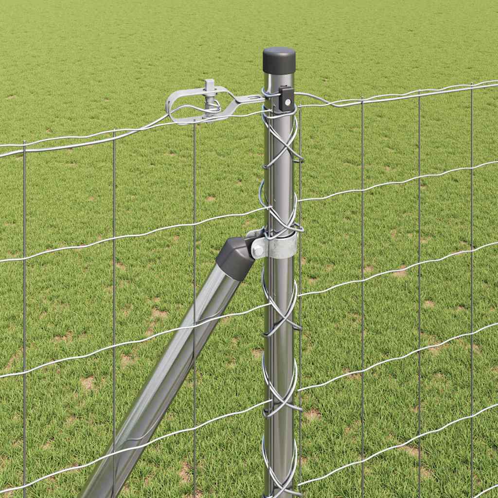 Fence with Post Silver 1.5 x 10 m Steel