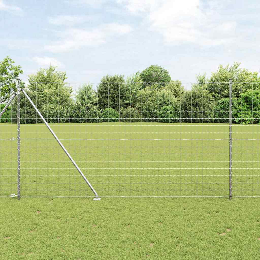 Fence with Post Silver 1.5 x 10 m Steel