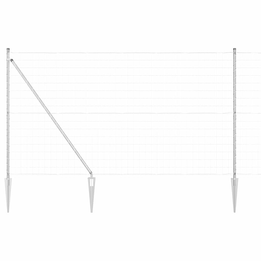 Fence with Post Silver 1.5 x 10 m Steel