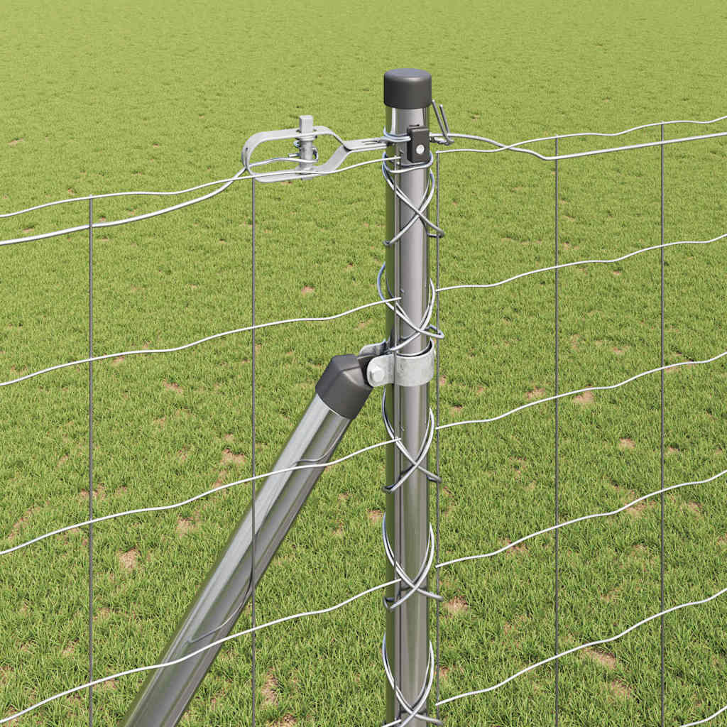 Fence with Post Silver 1.5 x 10 m Steel