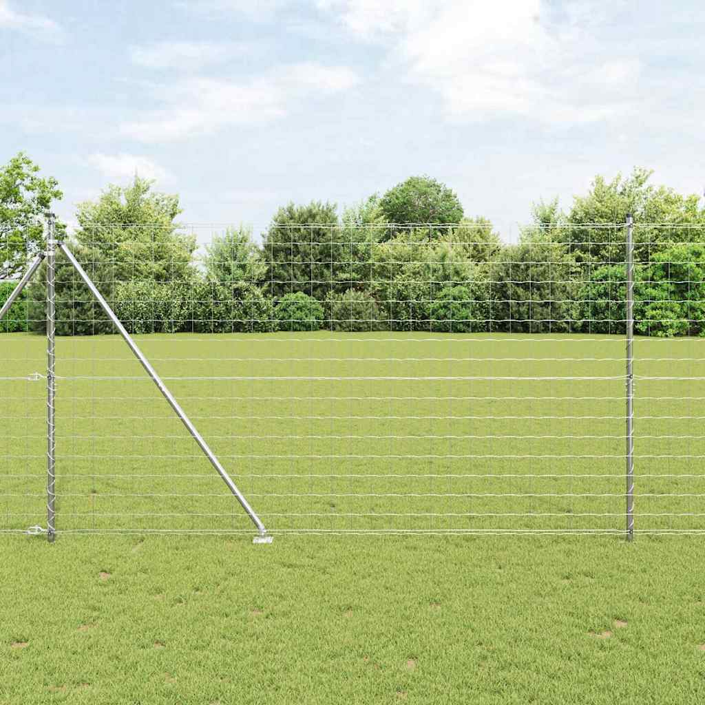 Fence with Post Silver 1.5 x 10 m Steel