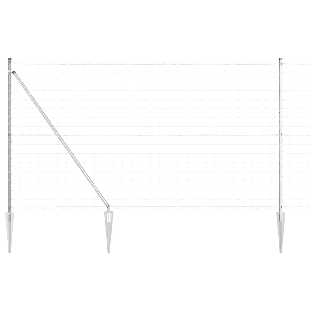 Fence with Post Silver 1.5 x 10 m Steel