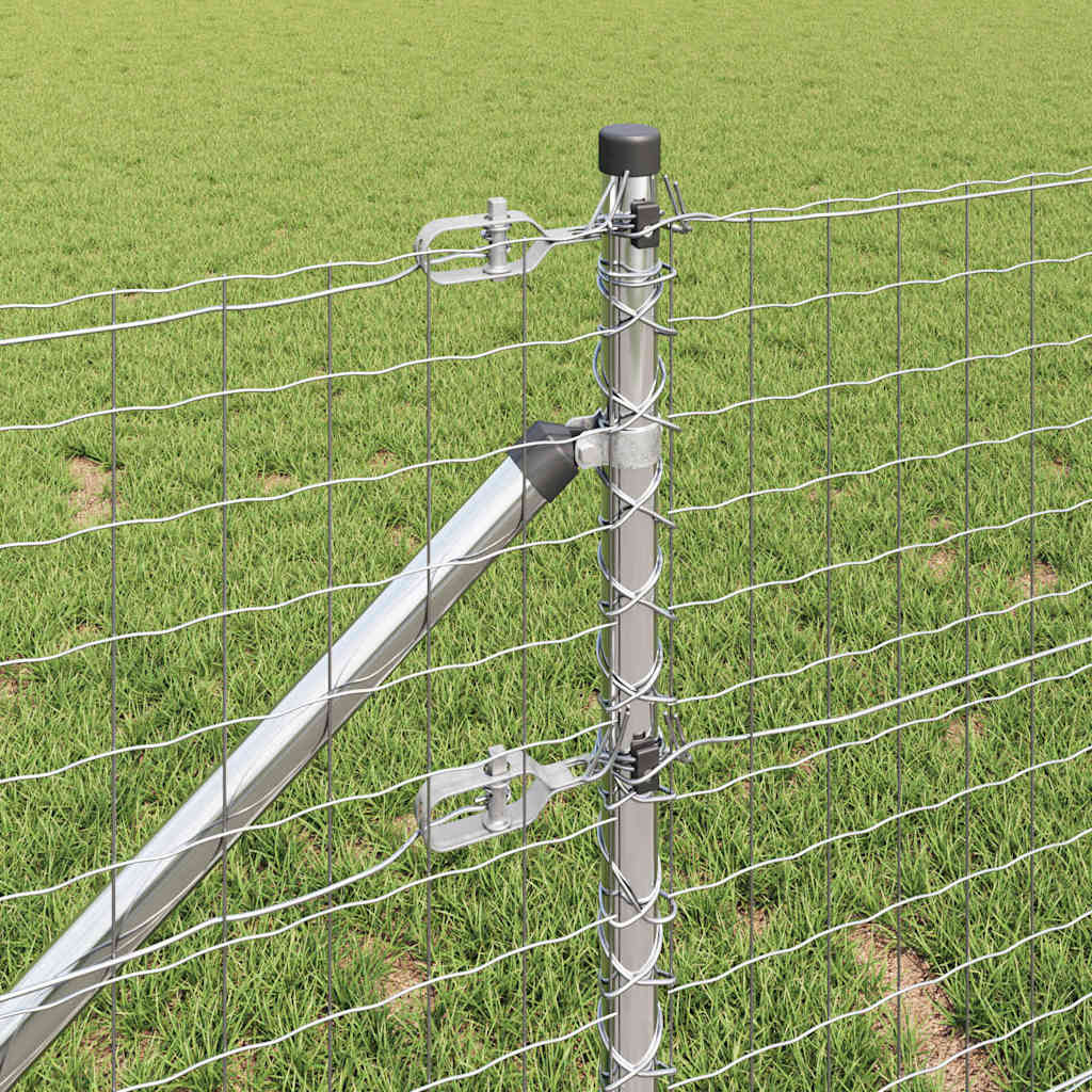 Fence with Post Silver 0.4 x 25 m Steel