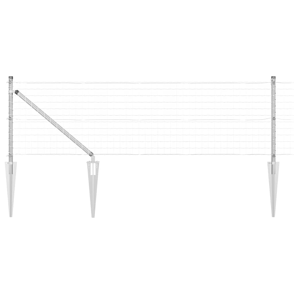 Fence with Post Silver 0.4 x 25 m Steel