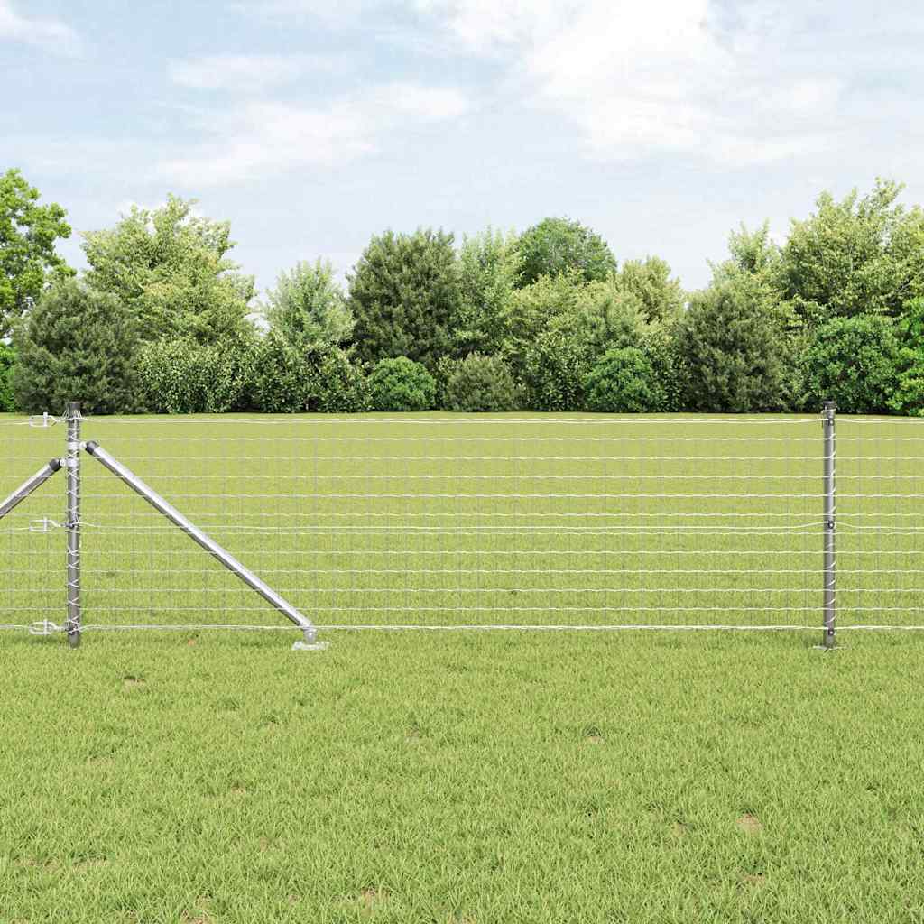Fence with Post Silver 0.8 x 25 m Steel
