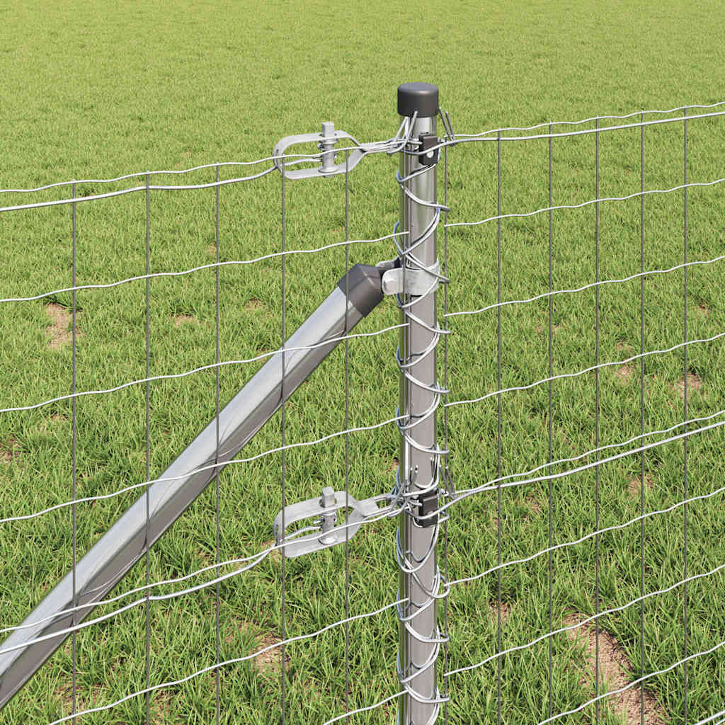 Fence with Post Silver 0.4 x 25 m Steel