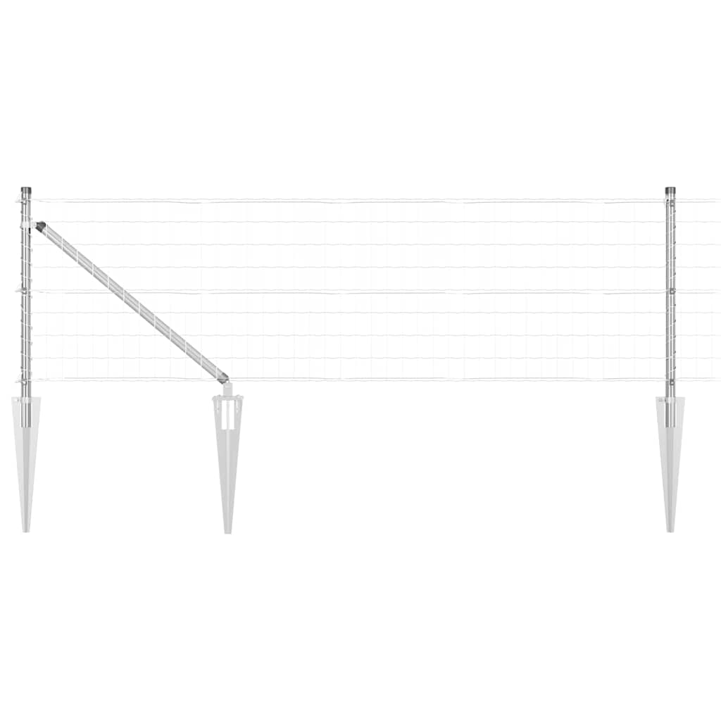 Fence with Post Silver 0.8 x 25 m Steel