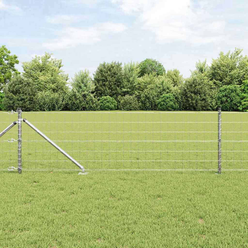 Fence with Post Silver 0.8 x 25 m Steel