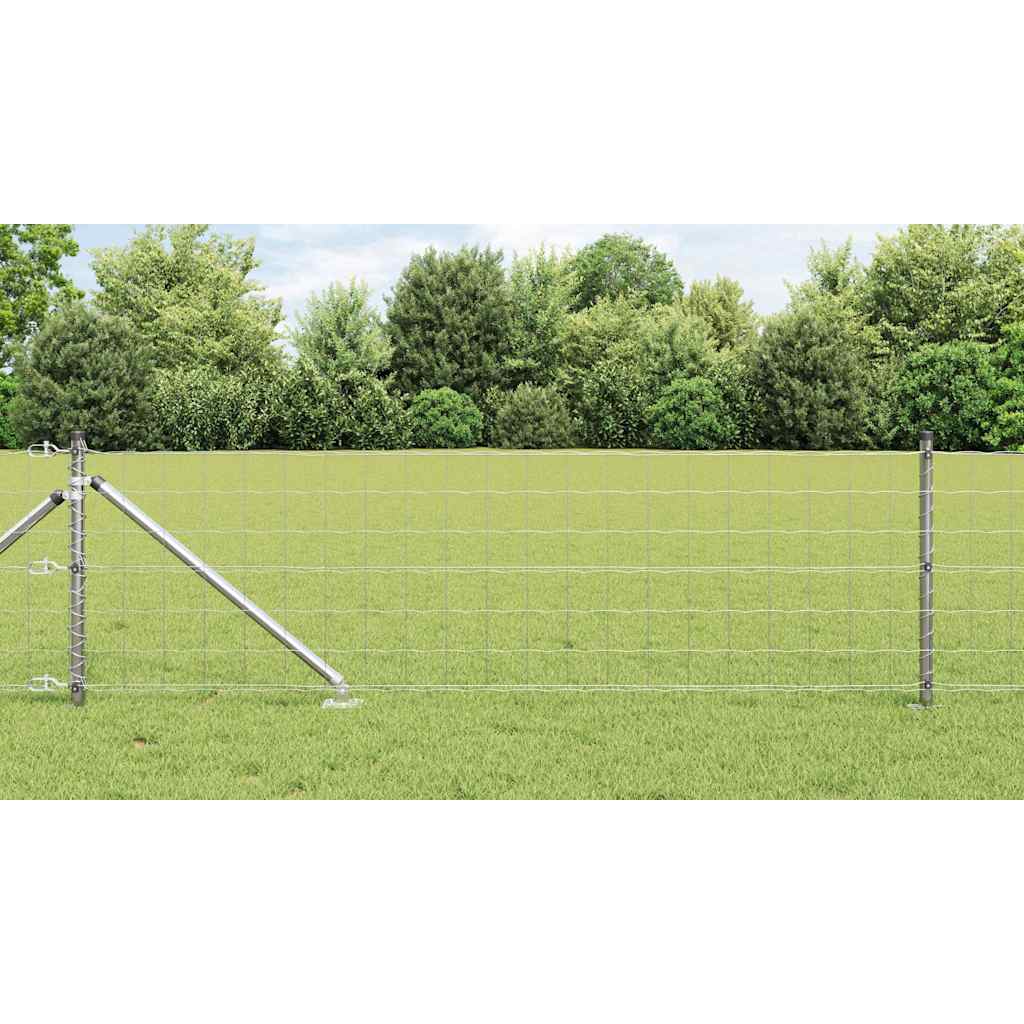 Fence with Post Silver 0.4 x 25 m Steel