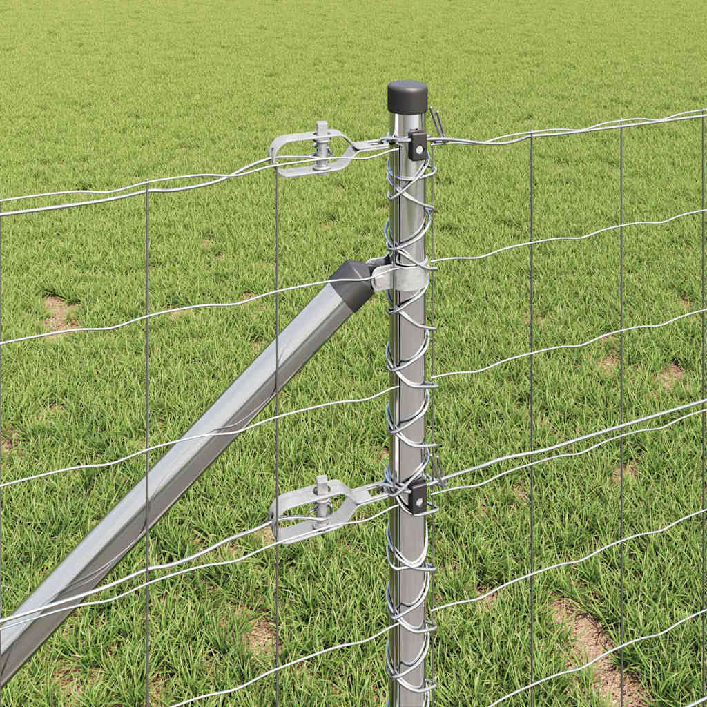 Fence with Post Silver 0.4 x 25 m Steel
