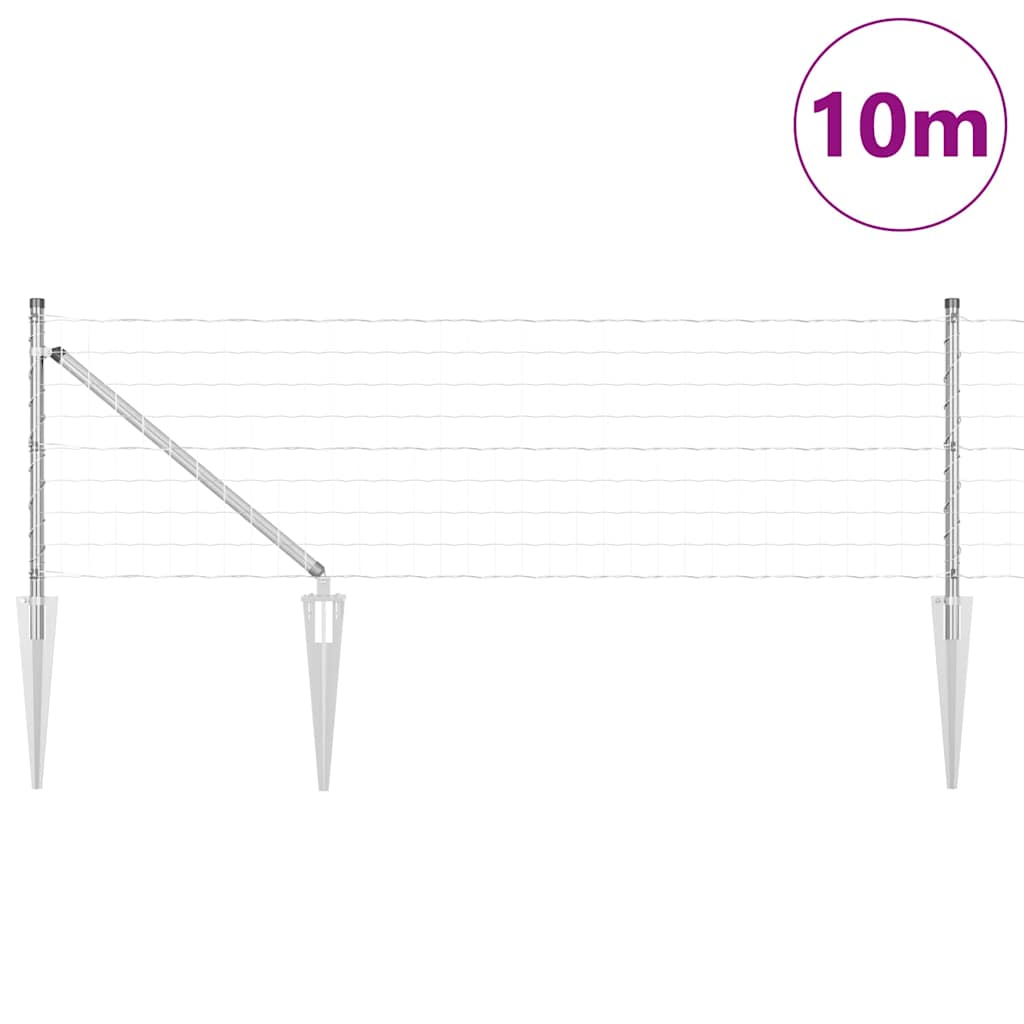 Fence with Post Silver 0.8 x 10 m Steel