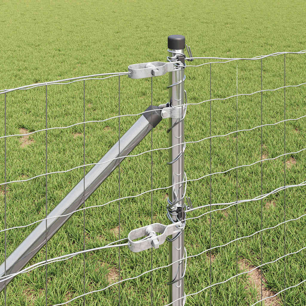 Fence with Post Silver 1 x 10 m Steel