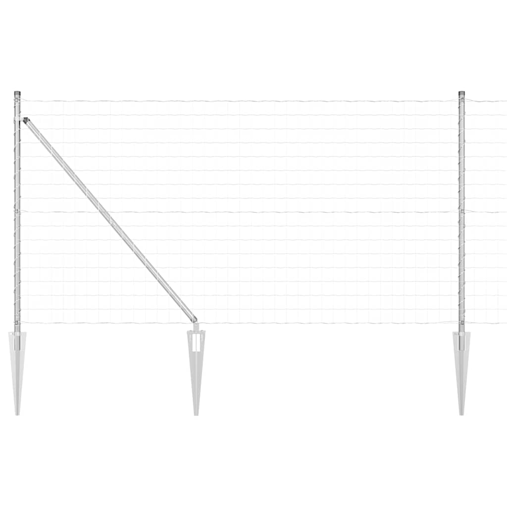 Fence with Post Silver 1 x 10 m Steel