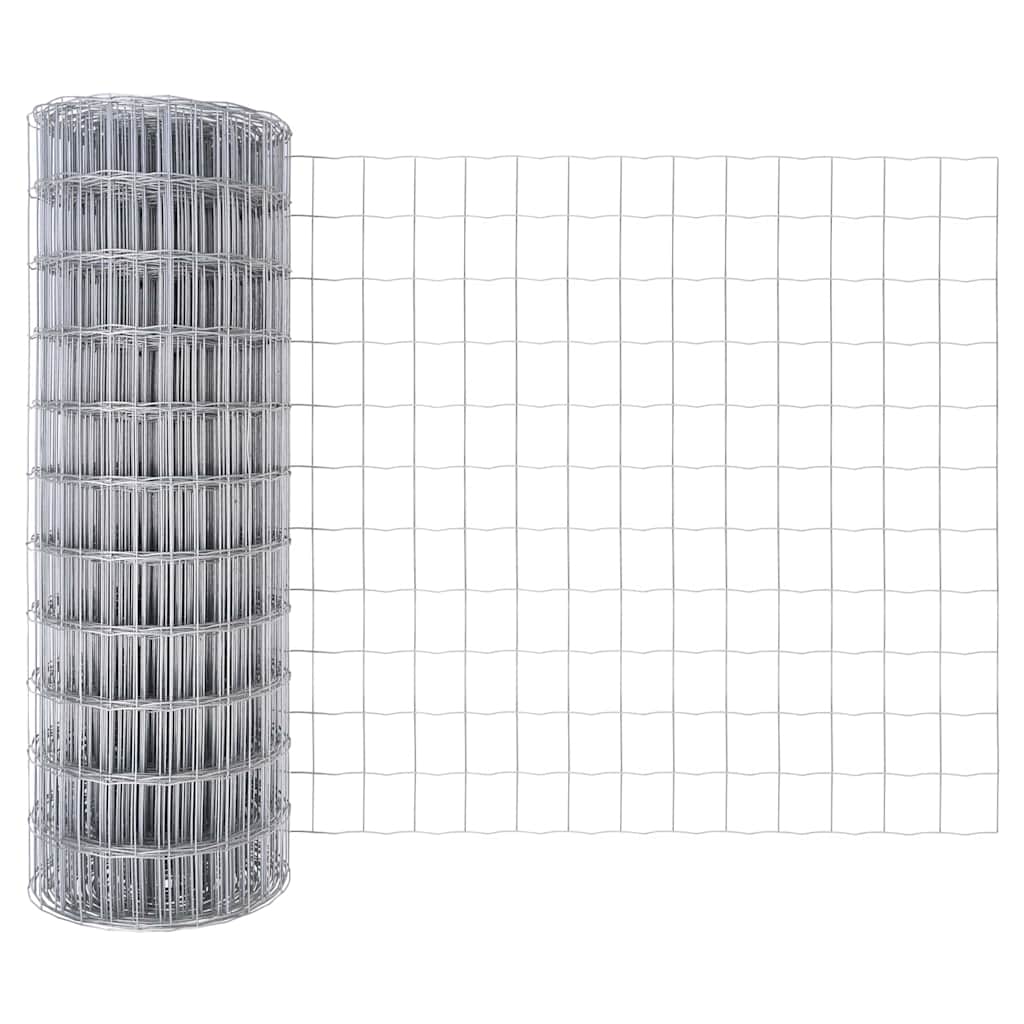 Fence with Post Silver 1 x 10 m Steel