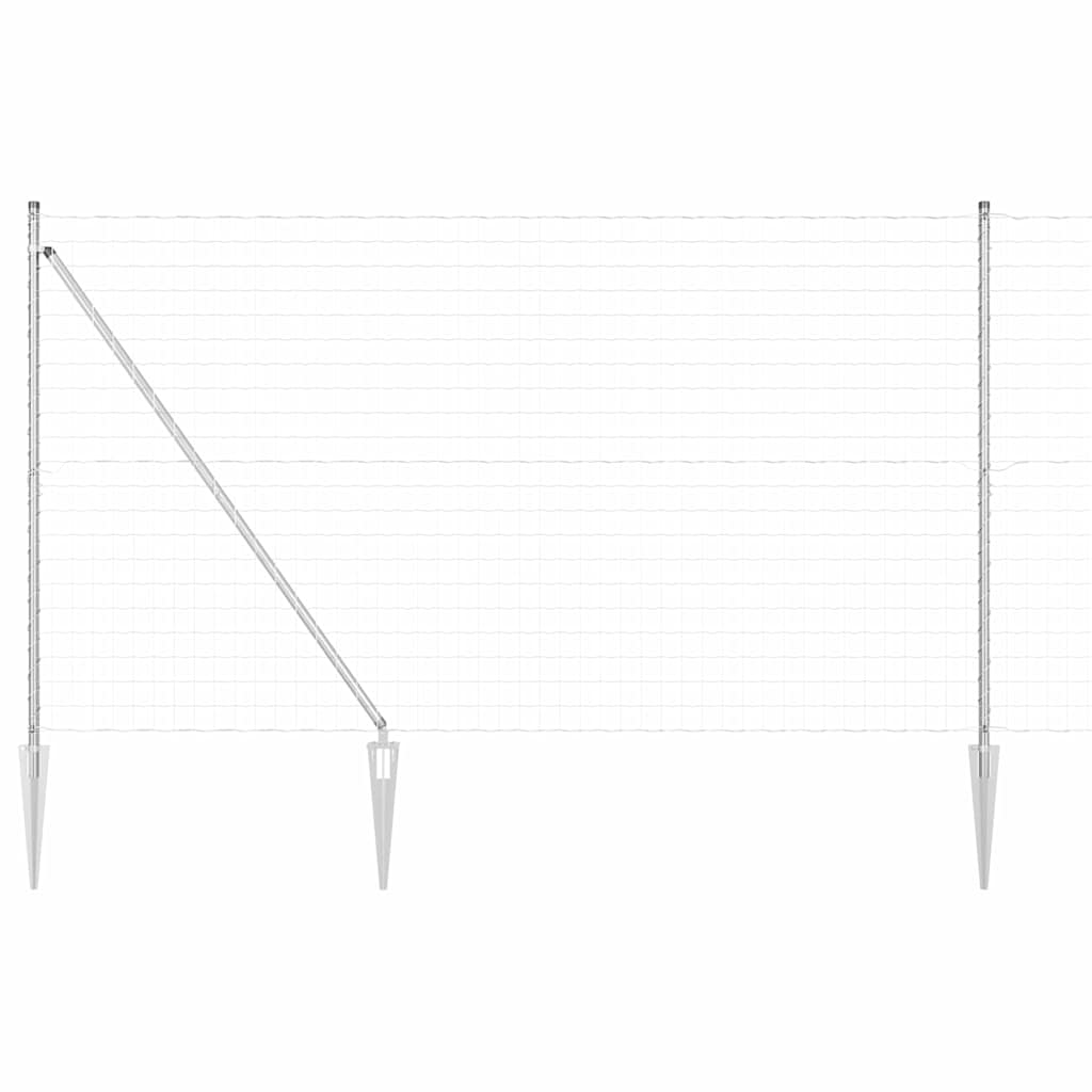 Fence with Post Silver 1.6 x 10 m Steel