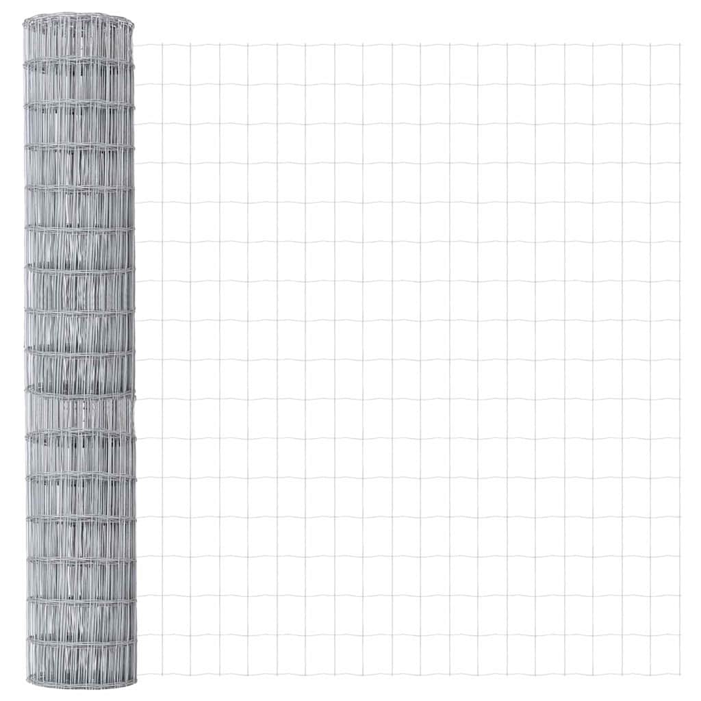 Fence with Post Silver 1.6 x 10 m Steel