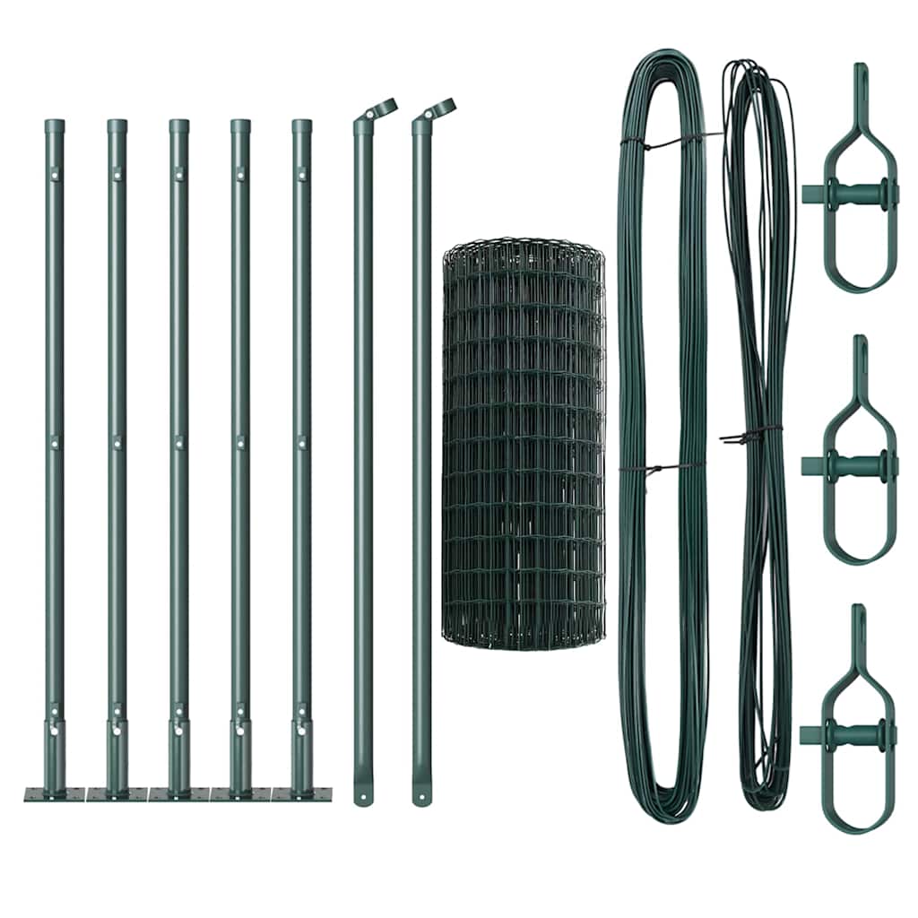 Fence with Post Green 0.4 x 10 m Steel and PVC