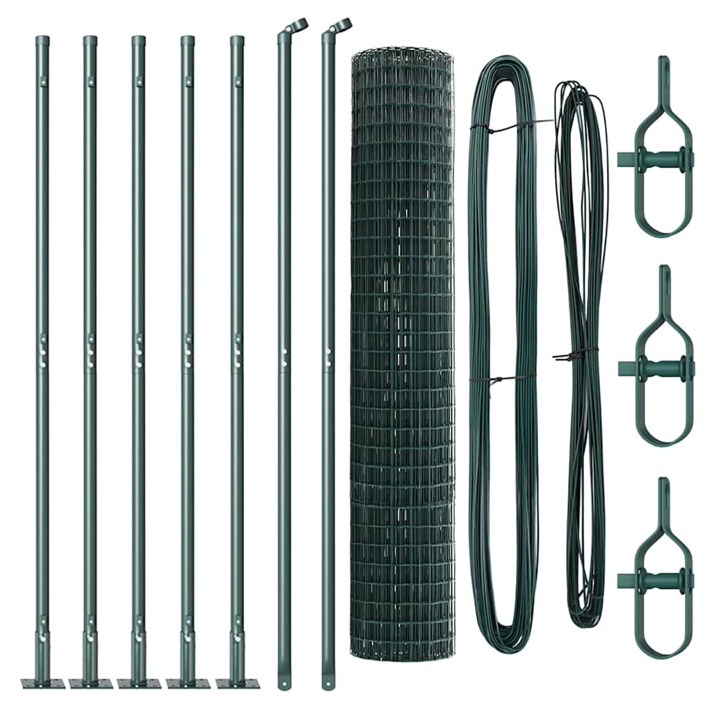 Fence with Post Green 1.4 x 10 m Steel and PVC