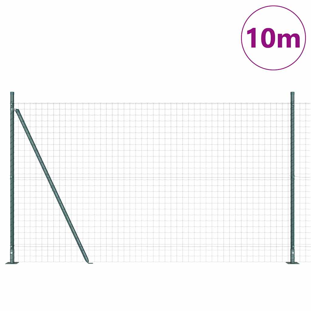 Fence with Post Green 1.4 x 10 m Steel and PVC