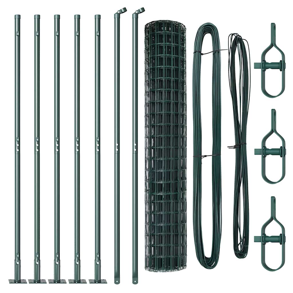 Fence with Post Green 1.4 x 10 m Steel and PVC