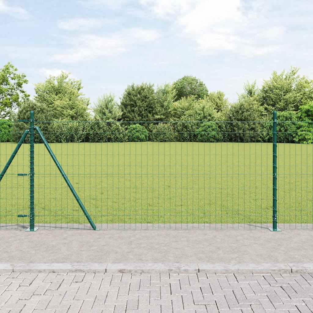 Fence with Post Green 0.8 x 10 m Steel and PVC