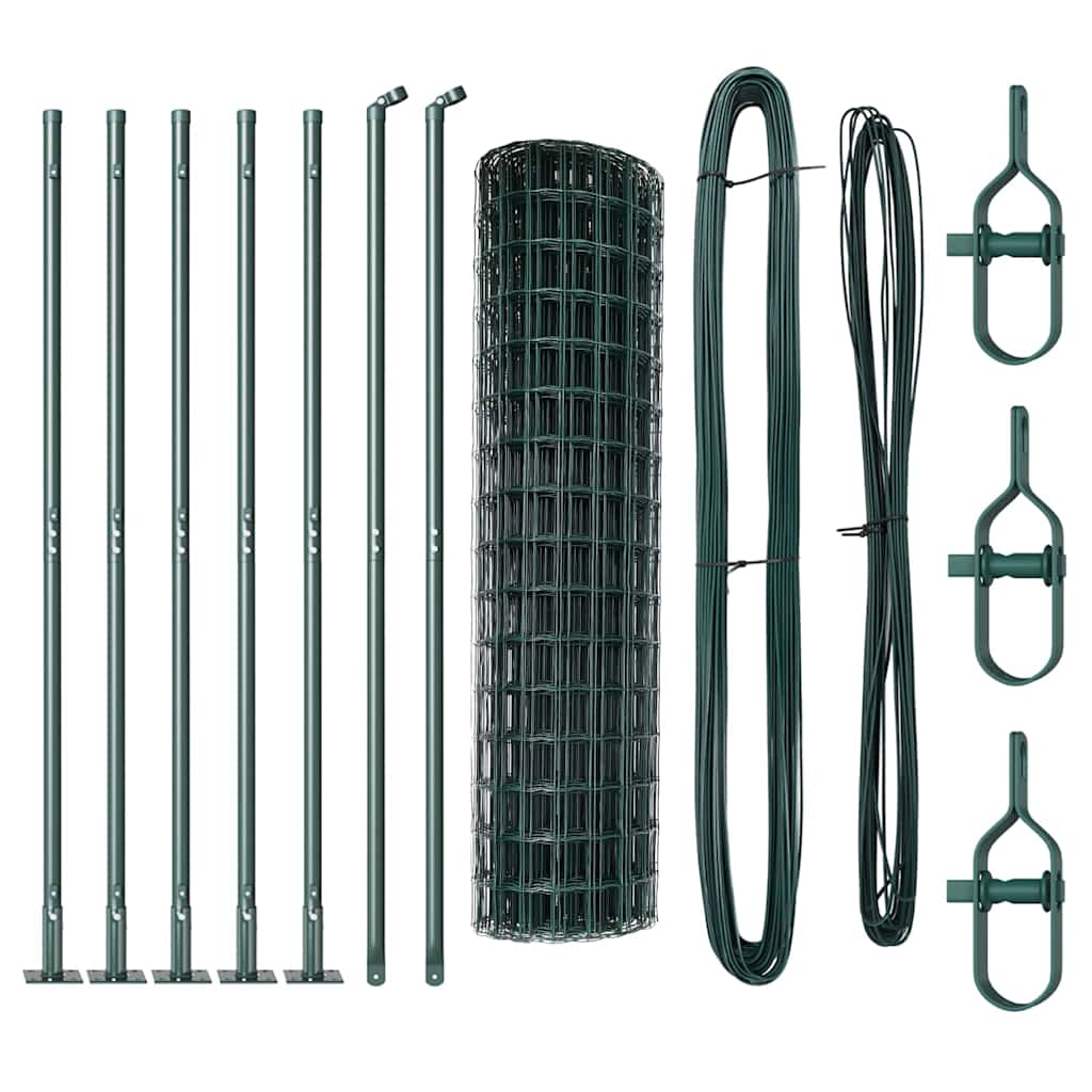 Fence with Post Green 0.8 x 10 m Steel and PVC