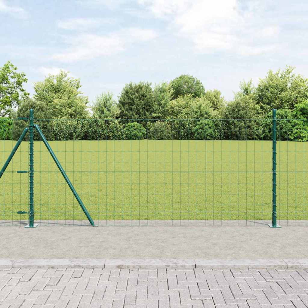Fence with Post Green 1 x 10 m Steel and PVC