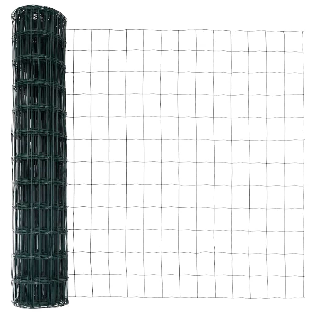 Fence with Post Green 1 x 10 m Steel and PVC