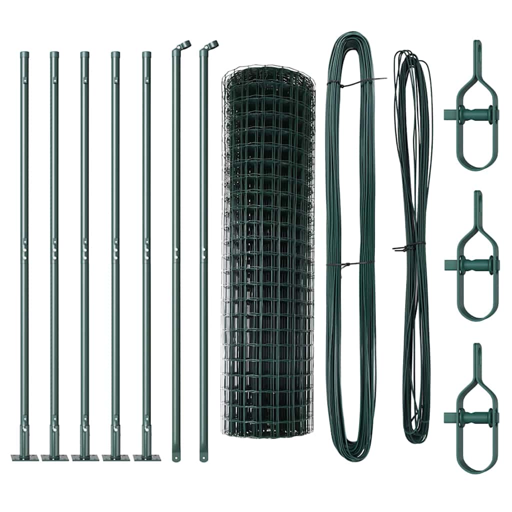 Fence with Post Green 1 x 10 m Steel