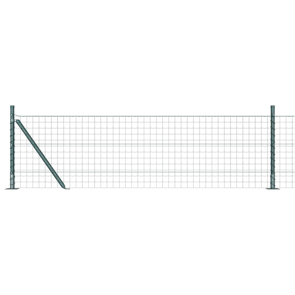 Fence with Post Green 0.6 x 25 m Steel and PVC