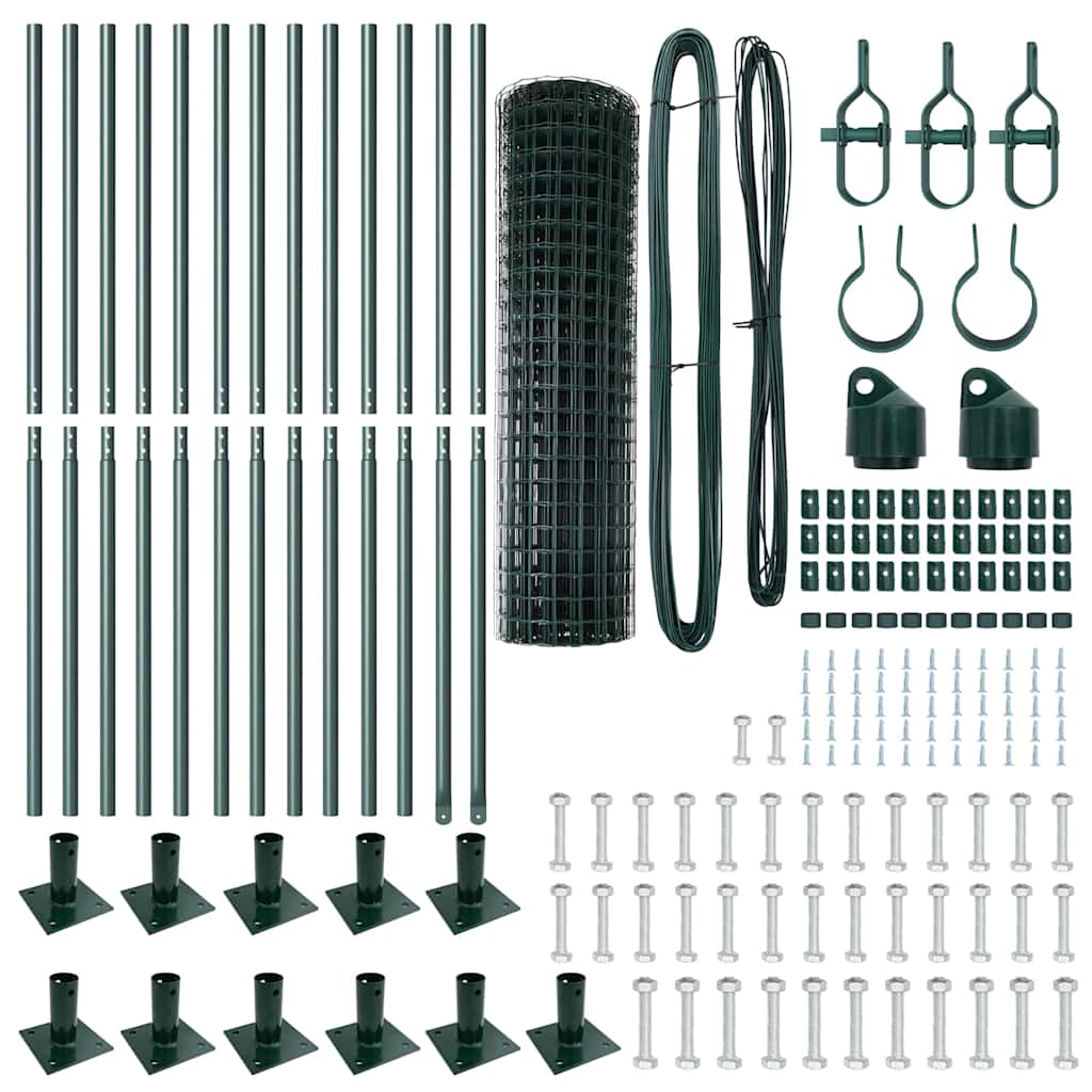 Fence with Post Green 0.8 x 25 m Steel and PVC