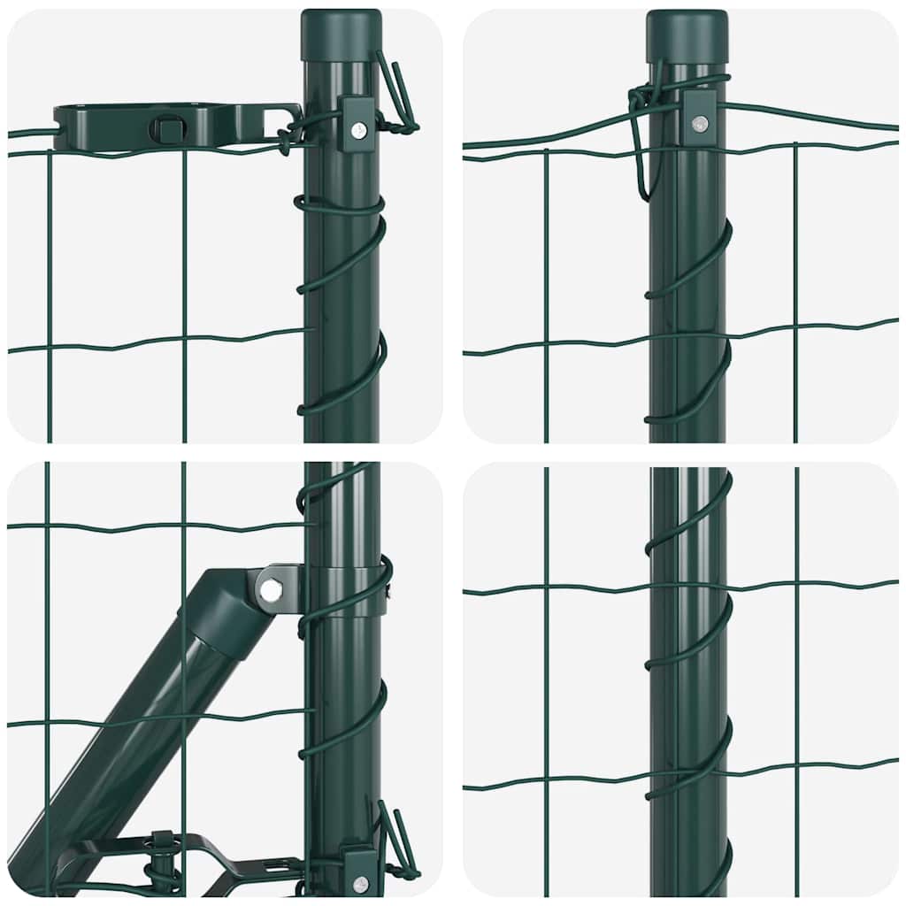 Fence with Post Green 0.4 x 25 m Steel and PVC