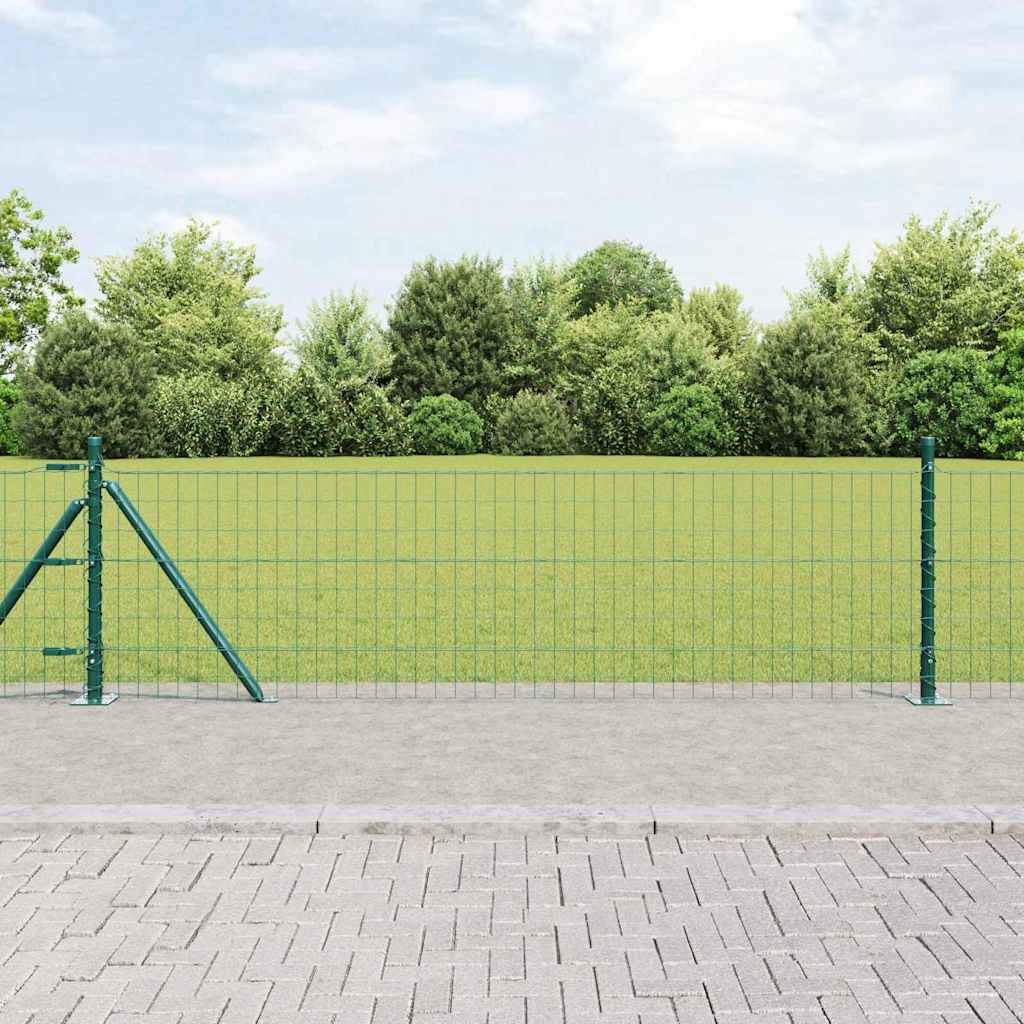 Fence with Post Green 0.4 x 25 m Steel and PVC