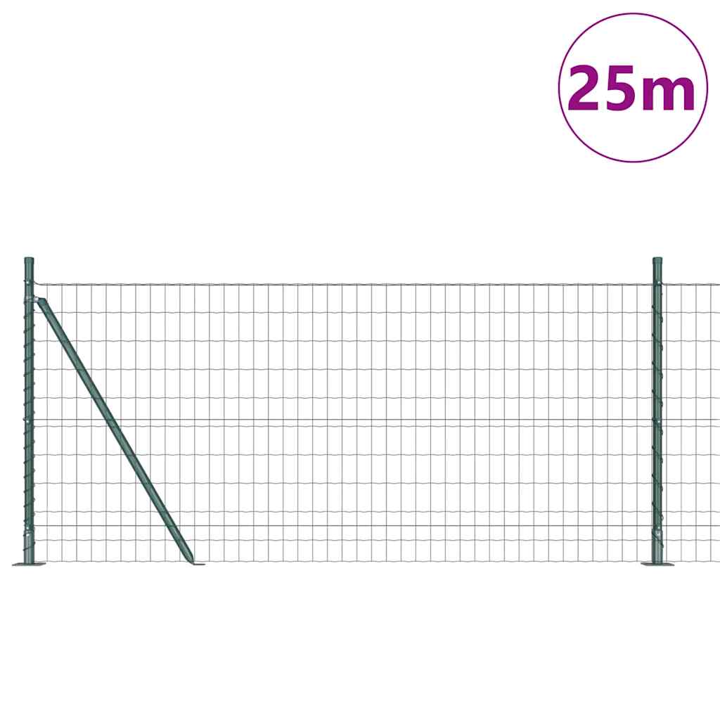 Fence with Post Green 1 x 25 m Steel and PVC