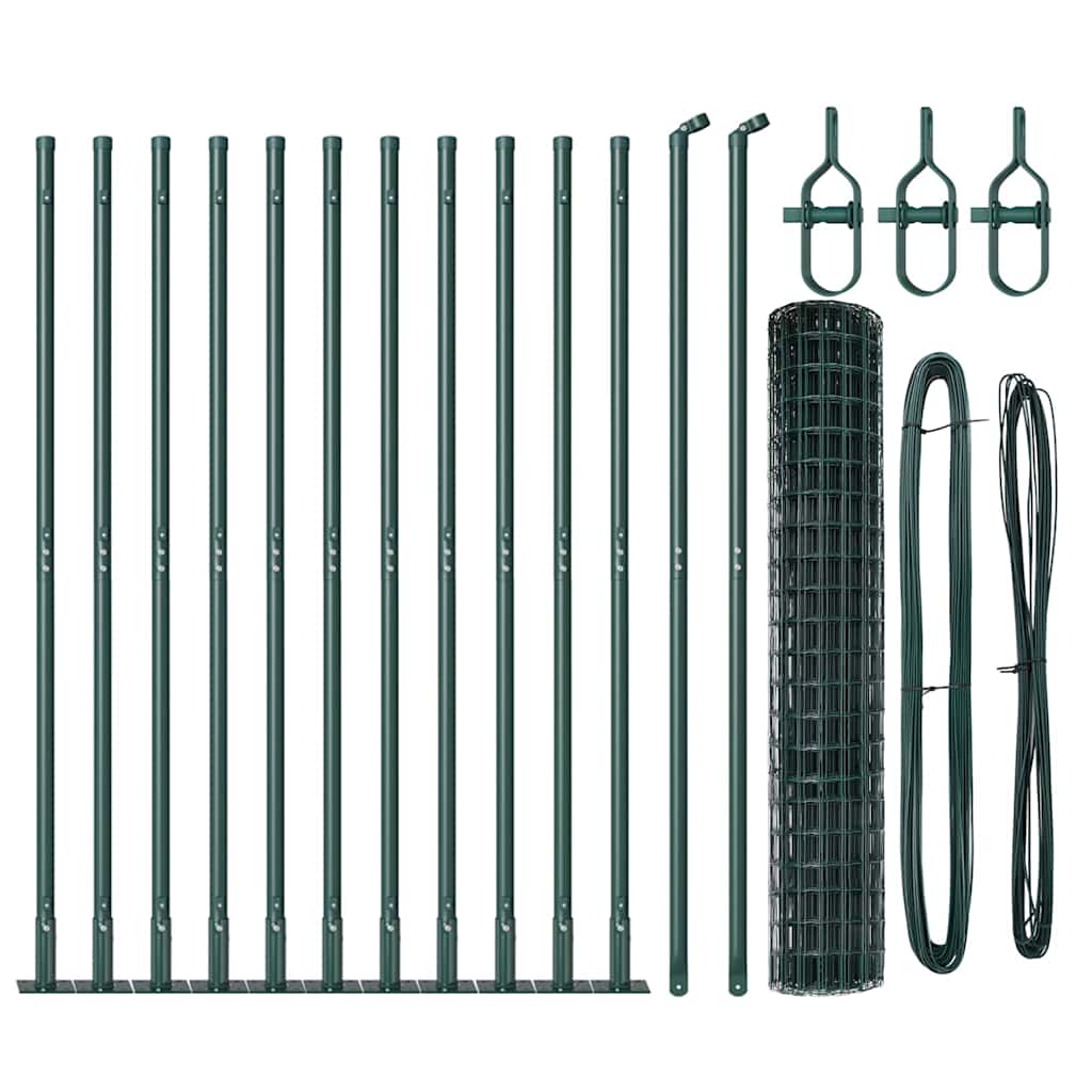 Fence with Post Green 1.2 x 25 m Steel and PVC