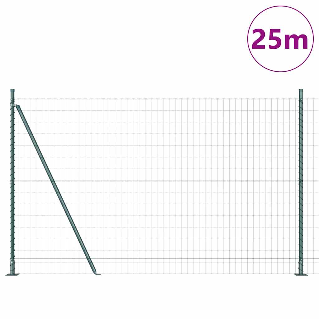 Fence with Post Green 1.2 x 25 m Steel and PVC